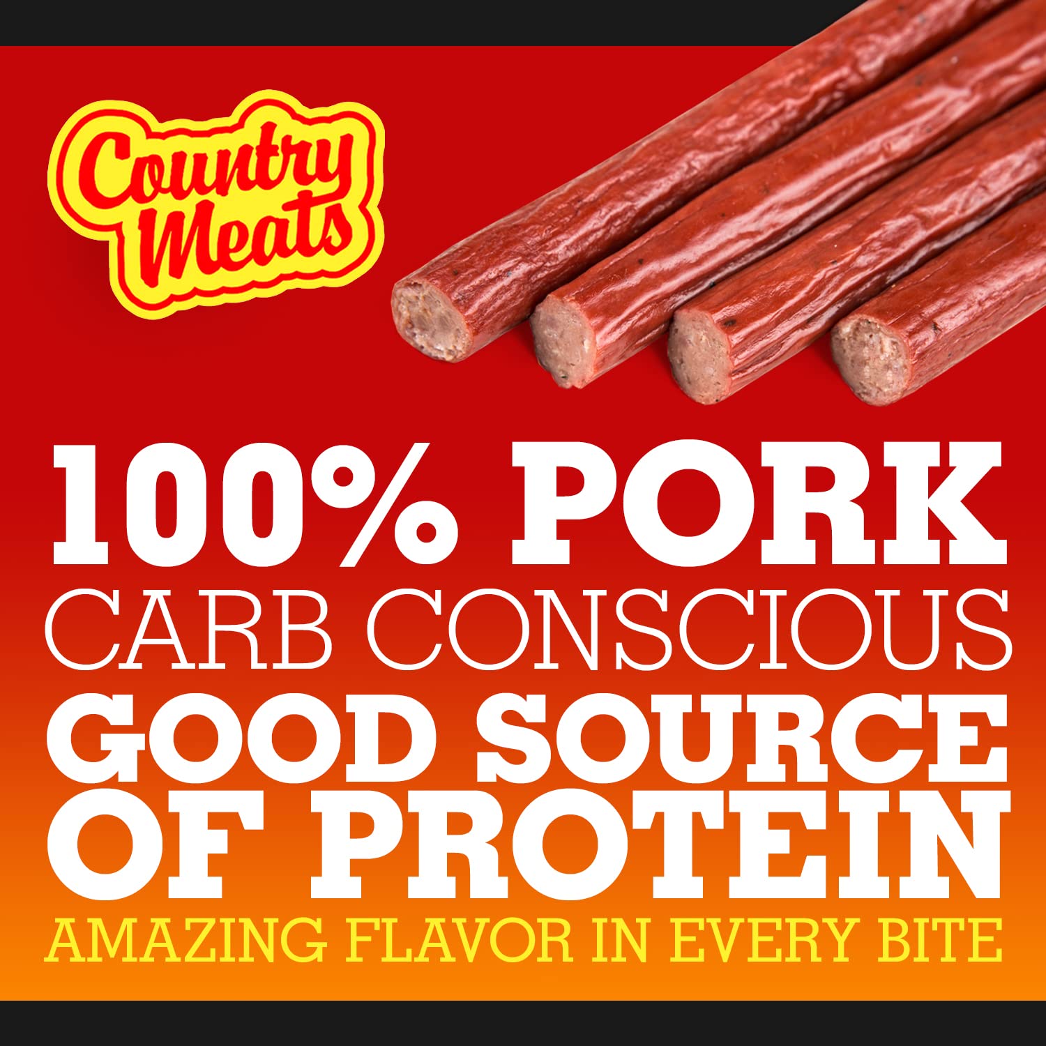 Country Meats, Meat Sticks, USDA Certified, 0 Trans Fat, Low Carb, High Protein, Keto Snack, Keto Friendly (10 Sticks, Sweet BBQ)