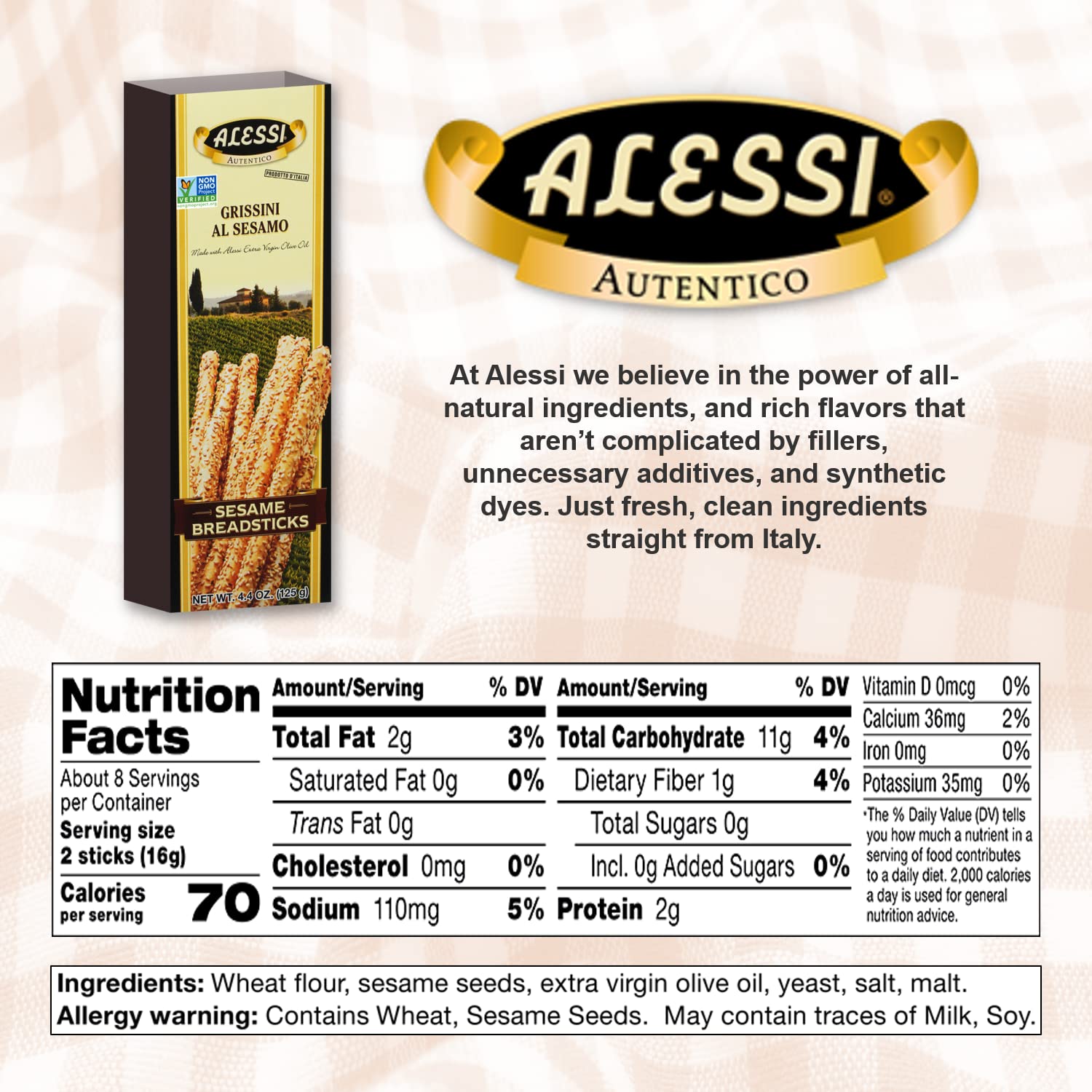Alessi Sesame Breadsticks - 4.4 oz