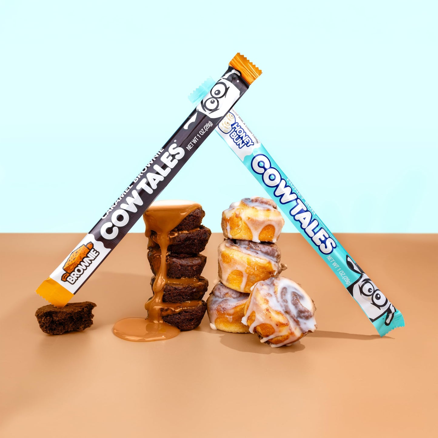 Goetze's Candy Bake Shoppe Cow Tales Mix - Honey Bun & Caramel Brownie - 36ct. Canister - Fresh from the Factory