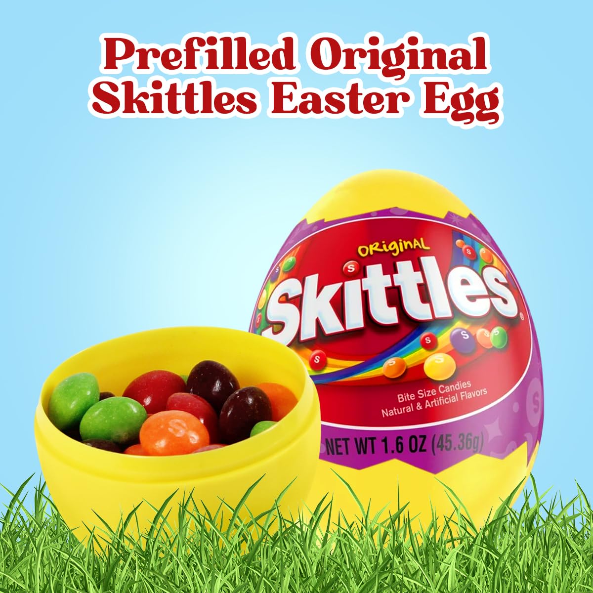 Yumzo Easter Basket Stuffers - Large Prefilled Easter Eggs with Original Skittles Candy, Fun Easter Basket Stuffers for Boys and Girls, (6)