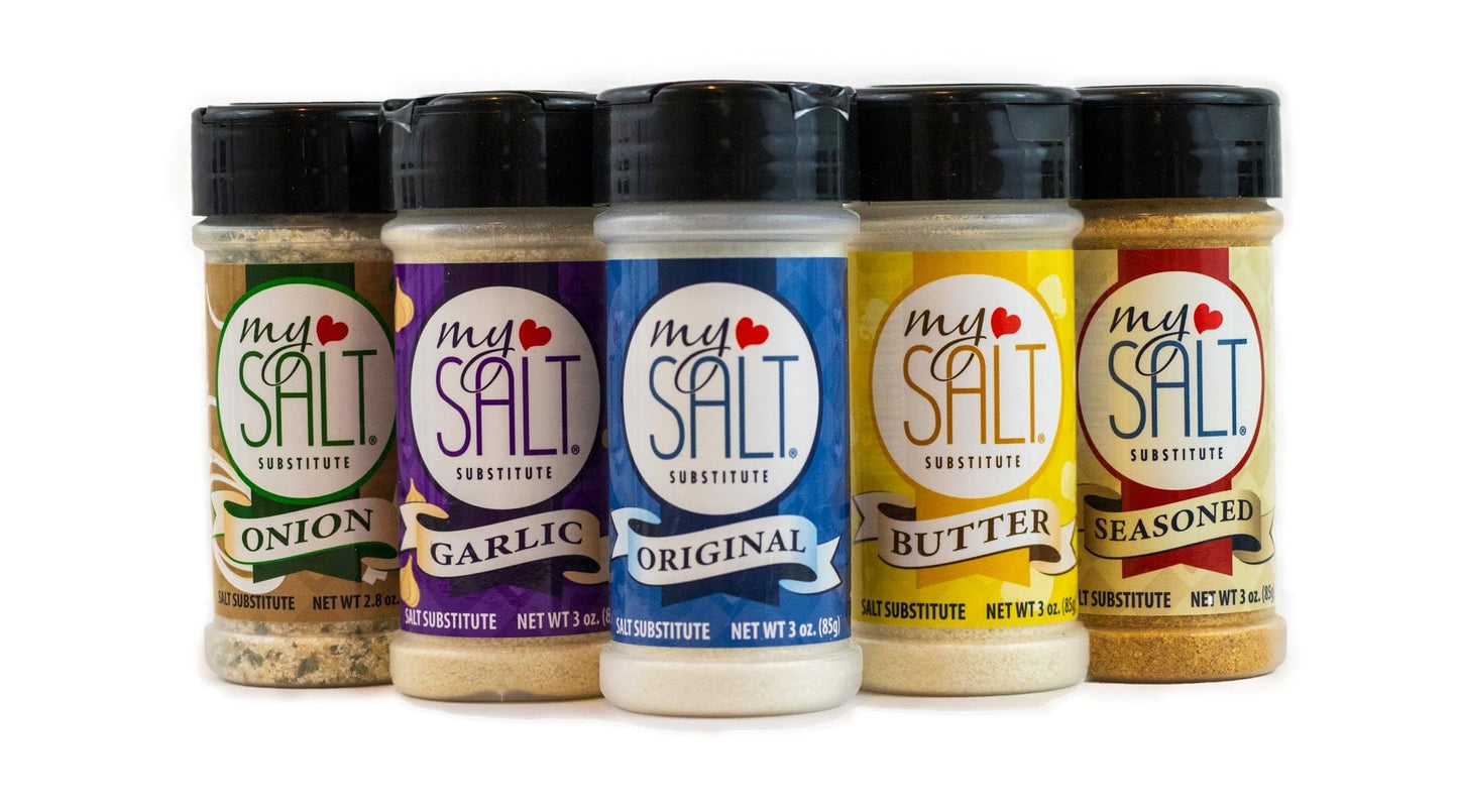 MySALT Pantry Staples Set - All 5 Sodium-Free Varieties for a Well-Stocked Kitchen - Original, Butter, Garlic, Seasoned and Onion