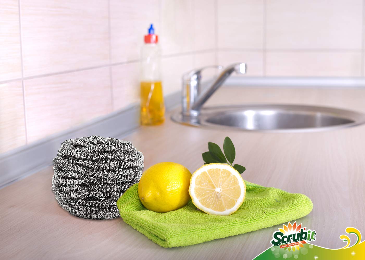 12 Pack Stainless Steel Scourers by Scrub It - Steel Wool Scrubber Pad Used for Dishes, Pots, Pans, and Ovens. Easy scouring for Tough Kitchen
