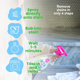 Dapple Baby Stain Remover Spray - 16.9 fl oz Bottle - Fragrance-Free, Plant-Powered & Hypoallergenic - Baby Stain Remover Cleaning Spray for Cloth