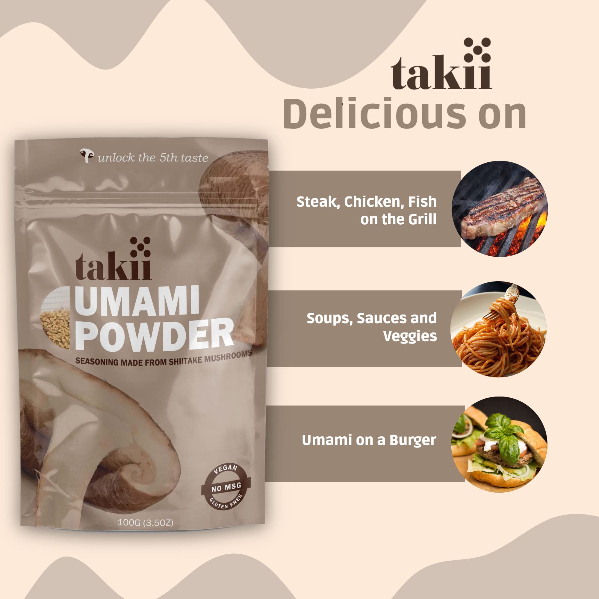 Takii Umami Powder, Made from Shiitake Mushrooms, Add Instant Flavor and Depth to All Your Favorite Dishes (3 Bags)