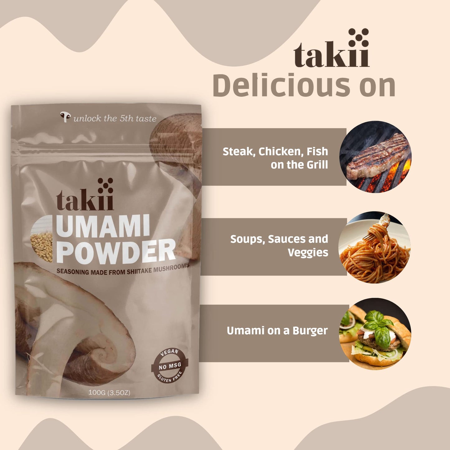 Takii Umami Powder, Made from Shiitake Mushroom, Add Instant Flavor and Depth to All Your Favorite Dishes (6 Bags)