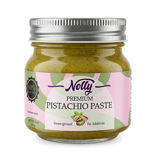 NOLLY - Premium 60% Pistachio Paste & Spread, 8.0 oz (226g) - Artisan, Gluten-Free, Non-GMO - Gourmet Paste/Spread for Desserts, Pastries, Dubai
