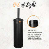 Autumn Alley Black Farmhouse Toilet Brush & Holder Set | Charming Compact Galvanized Farmhouse Bathroom Accessory for Rustic Decor | Modern Black