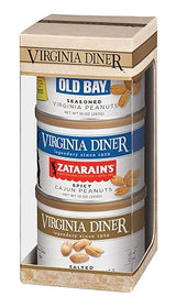 Virginia Diner Virginia Seasoned Triplet Gift Set & Peanut Sampler: Salted, Old Bay, Zatarain's Cajun Peanuts 10 Ounce (Pack of 3)