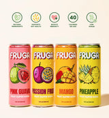 FRUGA Four Real Mix Sparkling Fruit Super Soda with Gut Health Benefits, Low Calorie, Low Sugar, Healthy Soda Variety Pack, 12oz Can (Pack of 12)