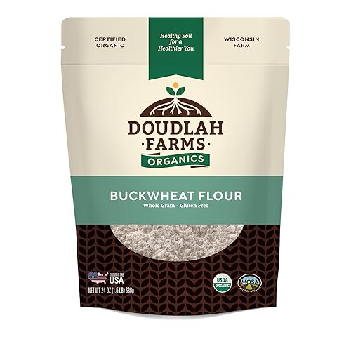 Organic Buckwheat Flour 1.5 lb - Non-GMO, USDA Organic, Gluten Free, Vegan - For Baking Bread, Pancakes, and More! Grown In USA, Farmed From