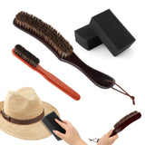 4Pcs Horsehair Felt Hat Brush Kit, Felt Hat Cleanings Kit with Cleaning Sponge Wood Cap Cleaning Lint Remover, for Cowboy Hats Baseball Caps, for Hair