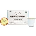 Grounds & Hounds Single Serve Organic Coffee Pods - Medium Roast Coffee K Cups, Recyclable Coffee Pods, Morning Walk Blend, 12 Count