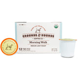Grounds & Hounds Single Serve Organic Coffee Pods - Medium Roast Coffee K Cups, Recyclable Coffee Pods, Morning Walk Blend, 12 Count