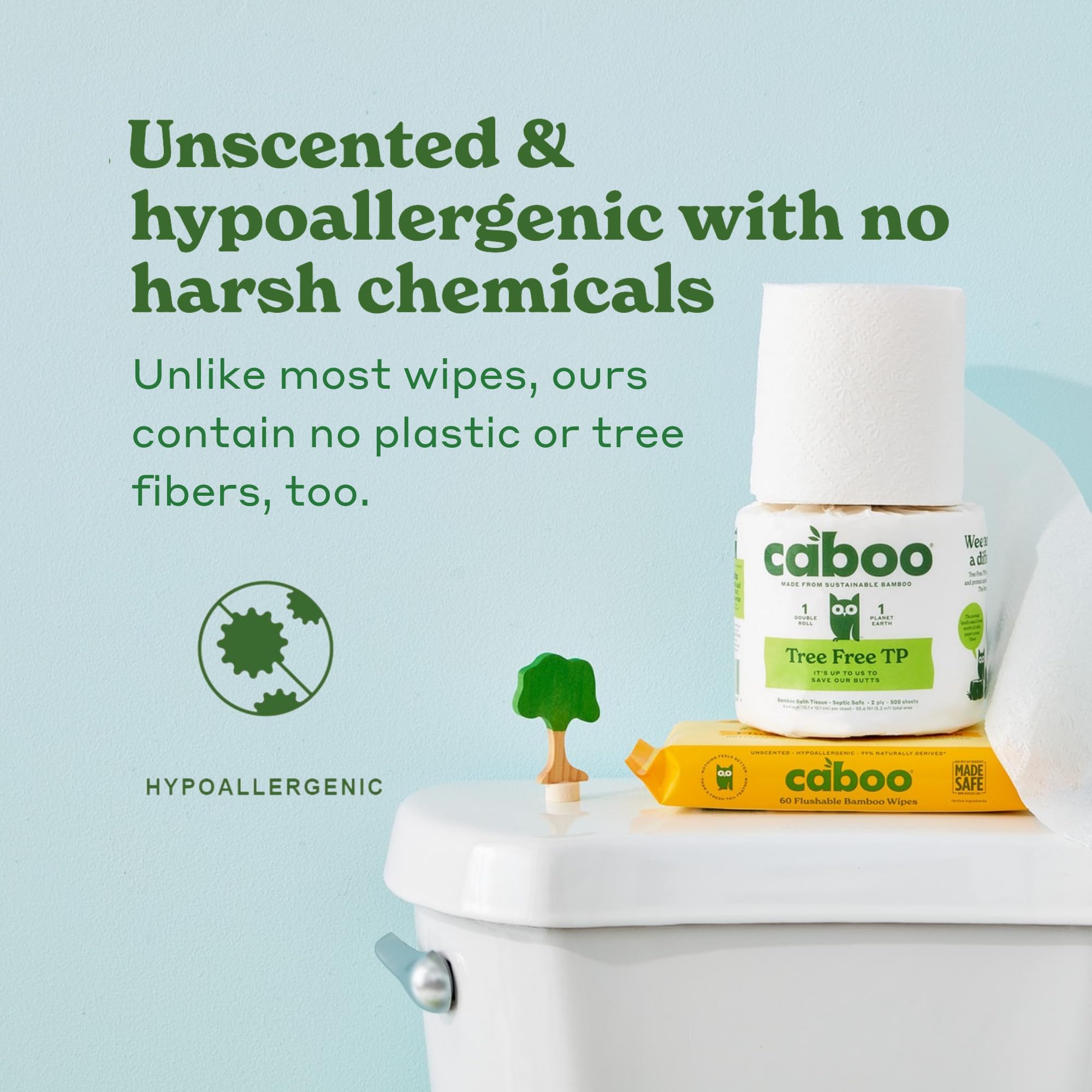 Caboo Tree Free Toilet Paper, Septic Safe Toilet Tissue, Plastic Free, Non Toxic, Chemical Free, 2 Ply Bathroom Toilet Paper | Pack of 12 Double