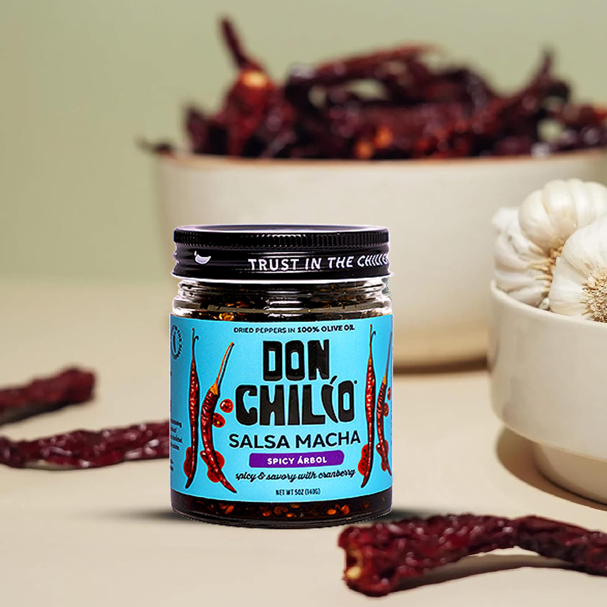 Don Chilio Salsa Macha Chili Oil Variety Bundle, 5 oz., 3 Pack - Smoky, Sweet Heat & Spicy Cranberry - Delicious Mexican Chili Oil in 100% Olive Oil