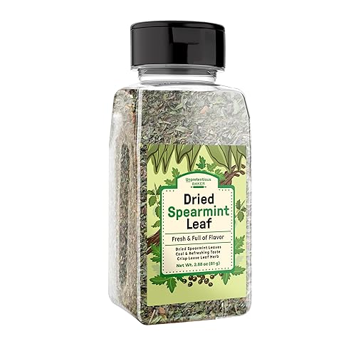 Unpretentious Dried Spearmint Leaves, Fresh Taste, Crisp Loose Leaf Herb, Pesto, Lemonade, Desserts (2.88 Ounce)