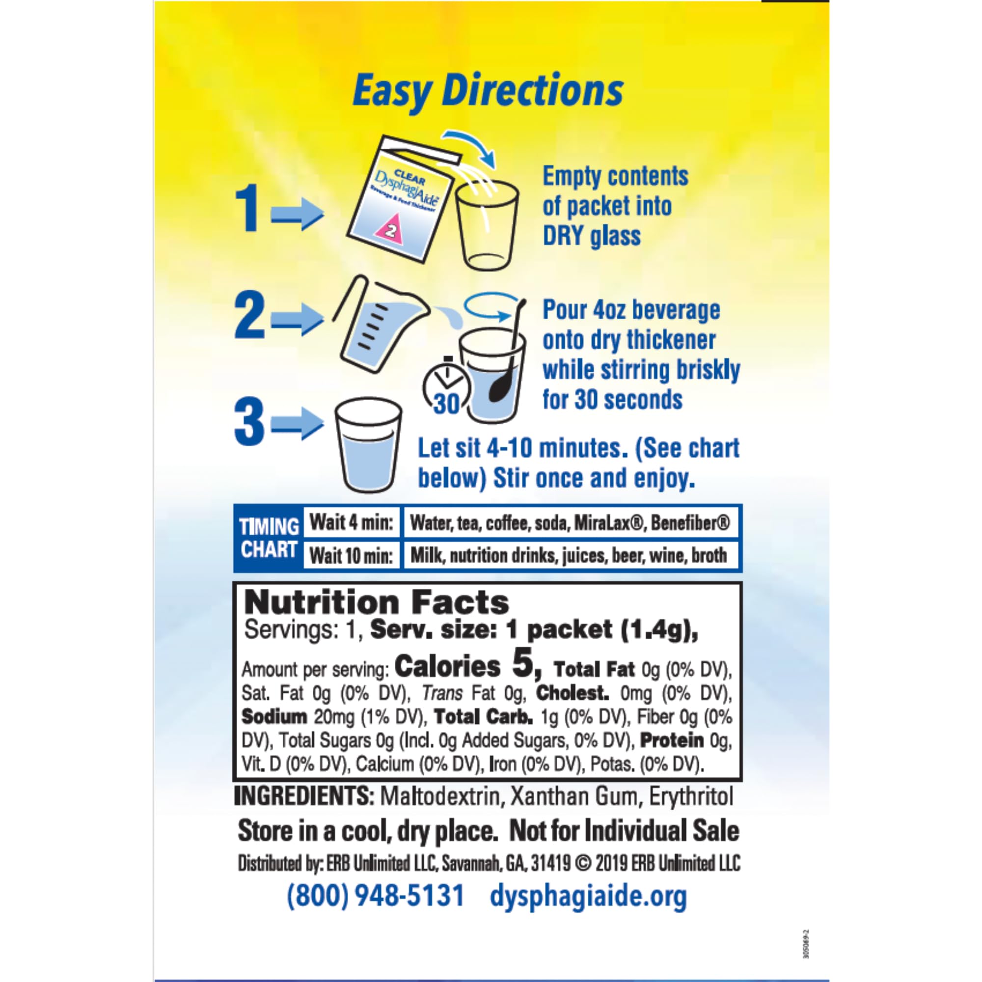 Clear DysphagiAide Thickener, Level 2 Mildly Thick (Nectar-Like) Single Serving Packets, 24 Count