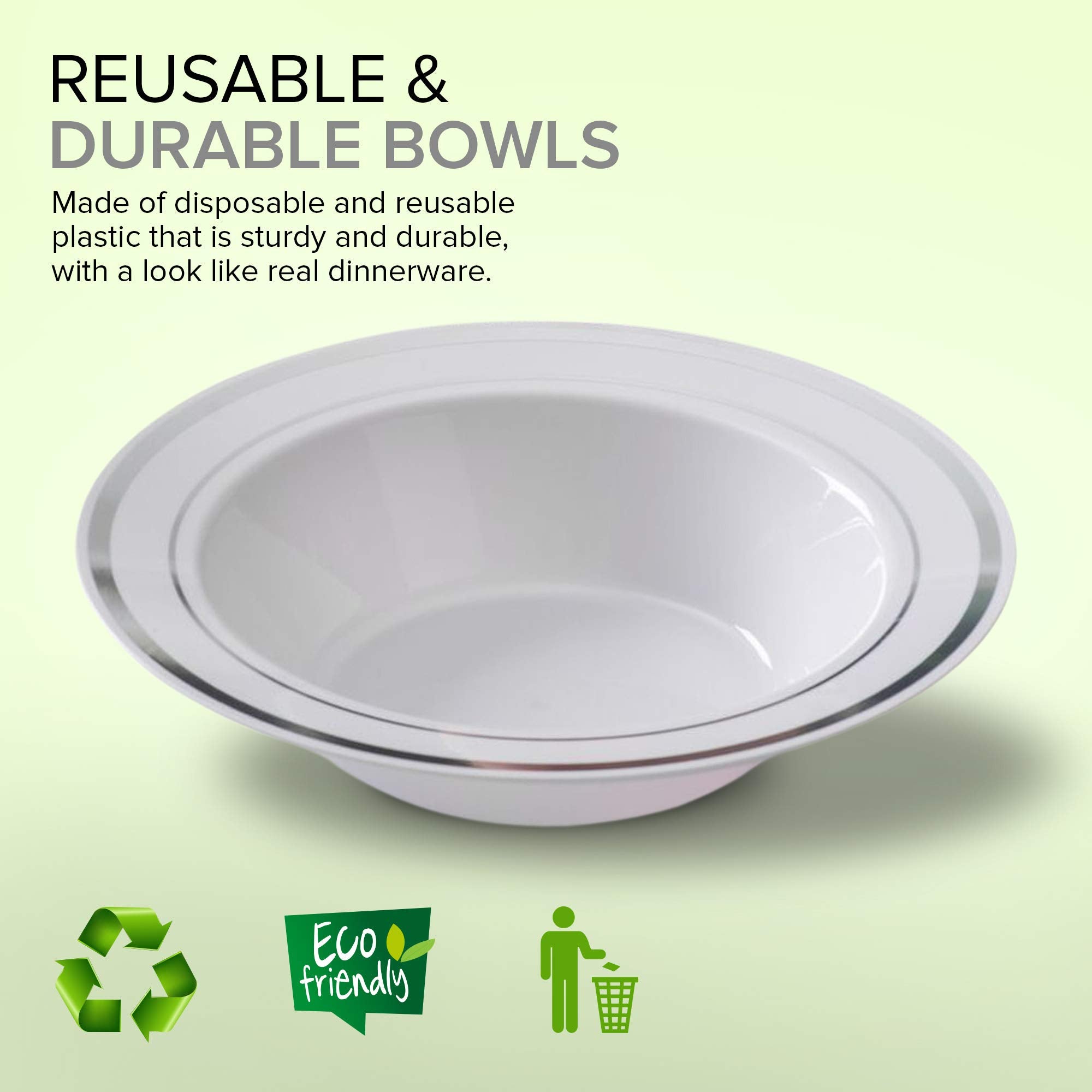 Stock Your Home Plastic Party Bowls (300 Pack) 12oz Elegant Disposable Tableware for Weddings, Catering, Holidays, and Everyday Use - Shatterproof
