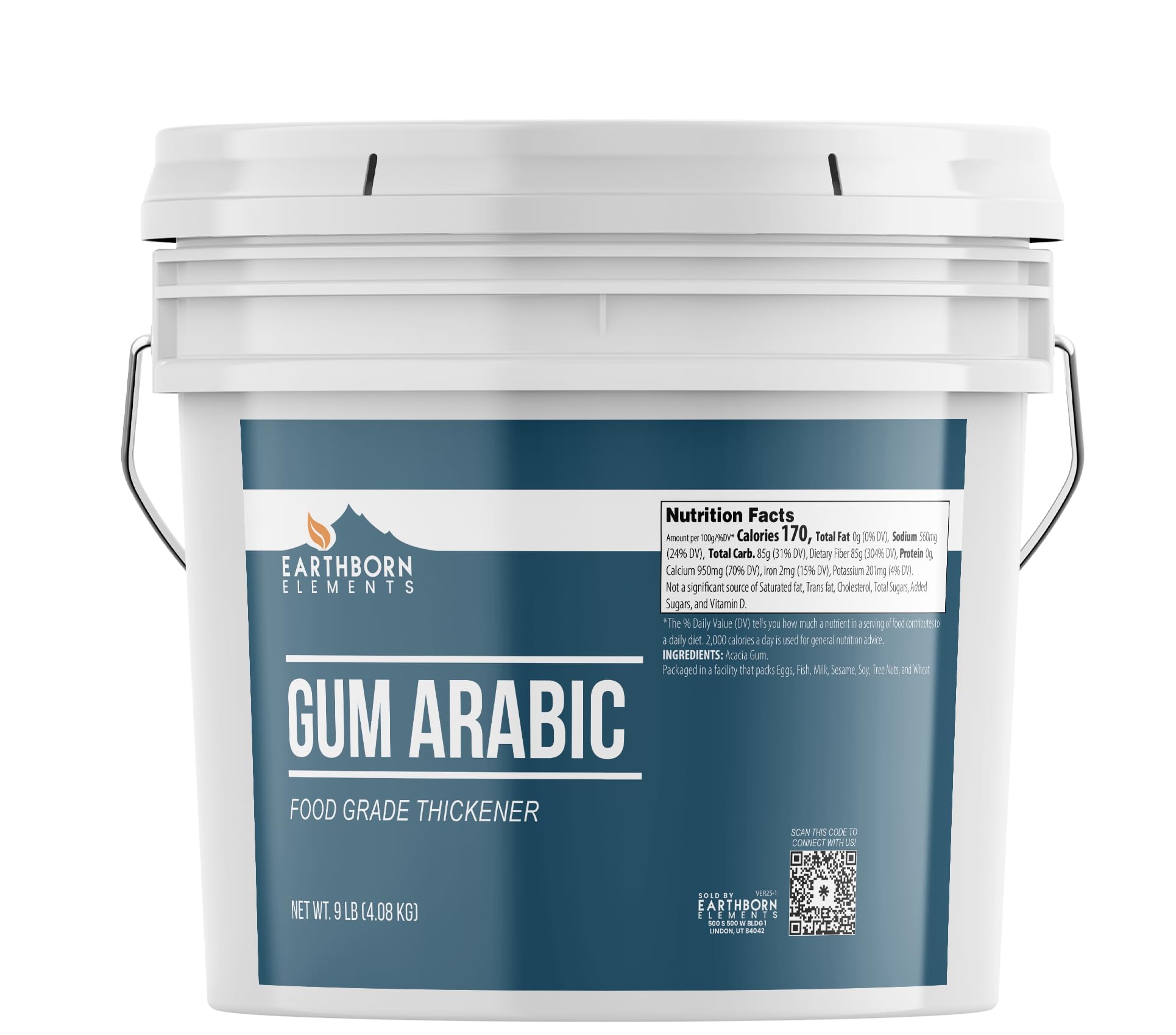 Earthborn Elements Gum Arabic 2 Gallon Bucket, Acacia, Multitude of Uses, Resealable Bucket (9 Pound)