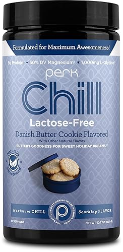Perk Chill Lactose-Free Drink Mix (Danish Butter Cookie) 18 Servings - Calming Melatonin-Free Nighttime Sleep Aid Support with Magnesium & L-Glycine