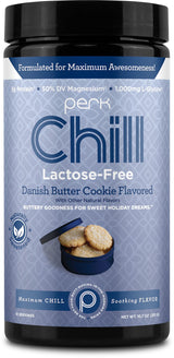 Perk Chill Lactose-Free Drink Mix (Danish Butter Cookie) 18 Servings - Calming Melatonin-Free Nighttime Sleep Aid Support with Magnesium & L-Glycine