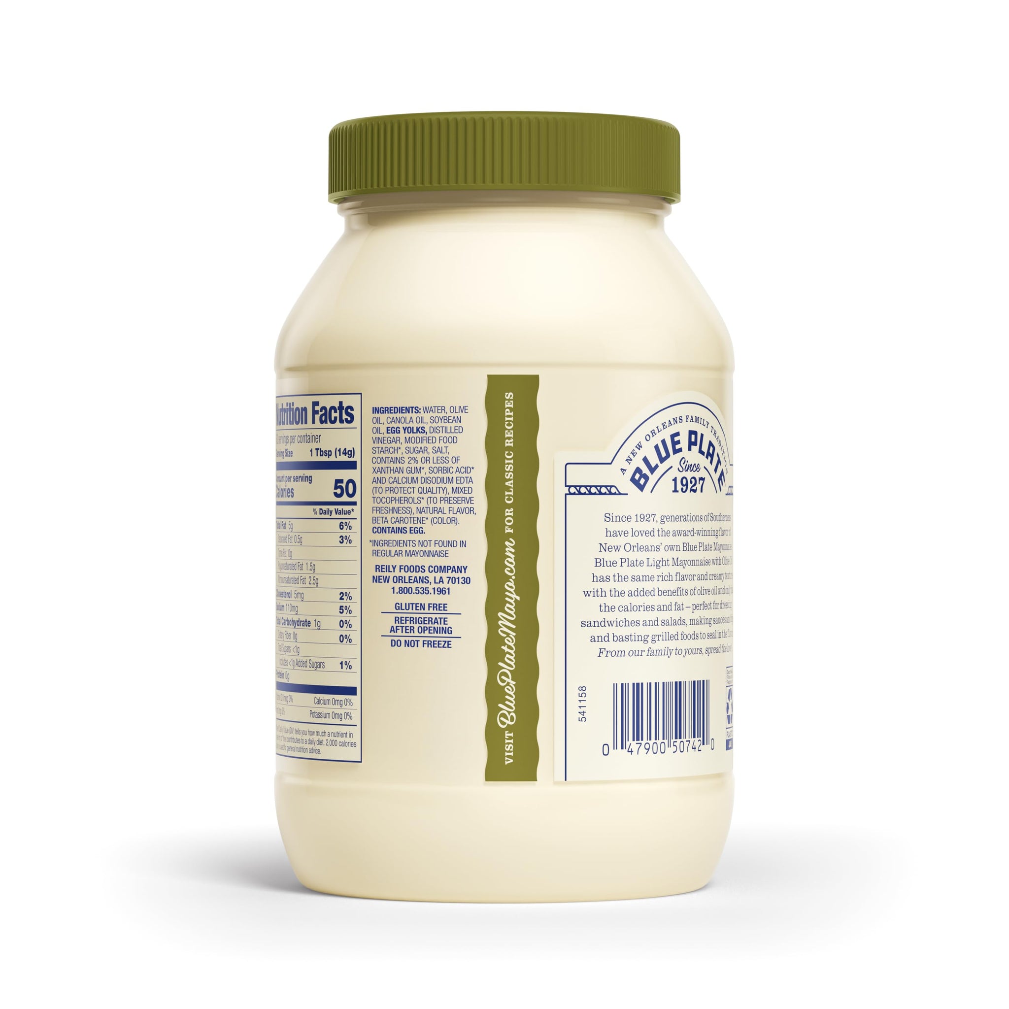 Blue Plate Light Mayonnaise with Olive Oil 30 Fl Oz Jar (Pack of 1)