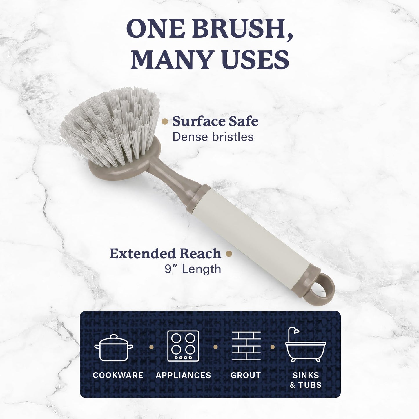 Farberware Dish Brush with Handle - 2 Pack Kitchen Scrub Brush for Dishes, Non-Scratch Dishwashing Brush Set with Firm Bristles for Pots, Pans