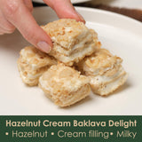 Baklava Style Turkish Delight with Hazelnut Cream - Soft Lokum Candy Inspired by Baklava Pastry, Gourmet Turkish Sweets Gift Box, Dulces Turcos, 17.6