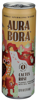Aura Bora Herbal Sparkling Water Cactus Rose, 12 Ounce