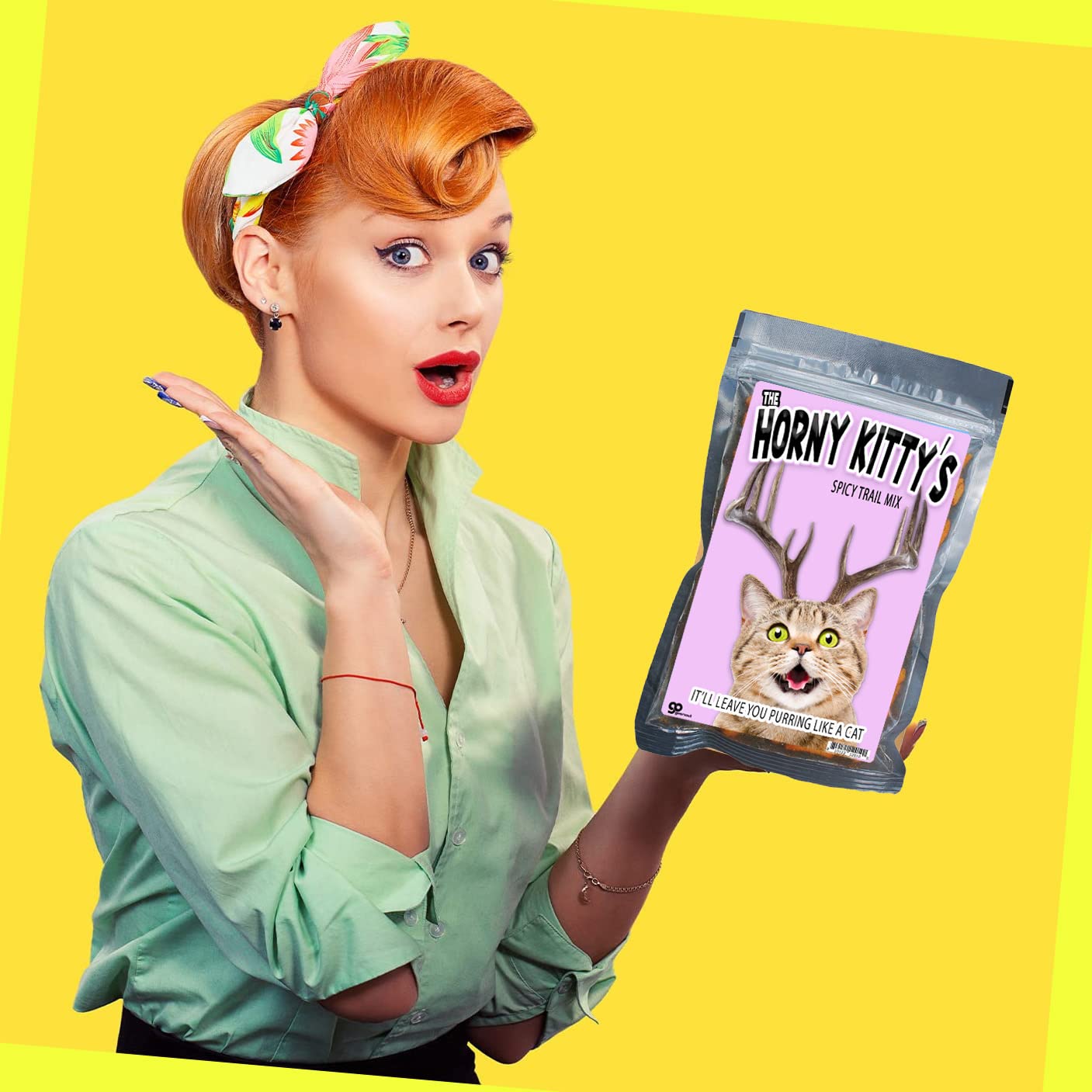 Horny Kitty Spicy Trail Mix - Cat Lover Stocking Stuffers - Cat Stuff - Nuts Gift Basket - Cajun Trail Mix - Funny Cat Themed Gifts - Cat People
