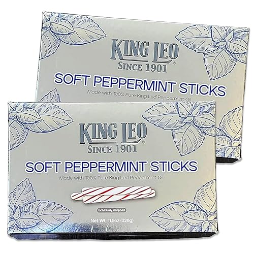 King Leo Soft Peppermint Sticks - Pack of 2 - Delicious and Classic Taste Since 1901 - Perfect for Sharing with Friends and Family - 11.5 oz Boxes