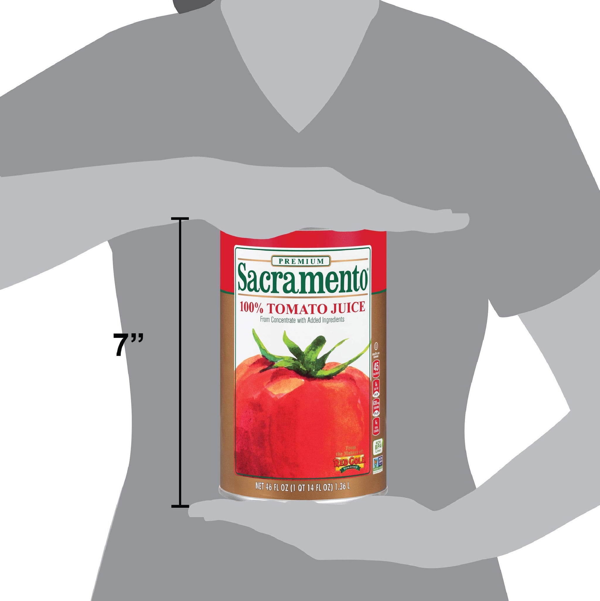 Sacramento Tomato Juice, No Added Sugar or High Fructose Corn Syrup, 46 Ounce Cans, 2-Pack