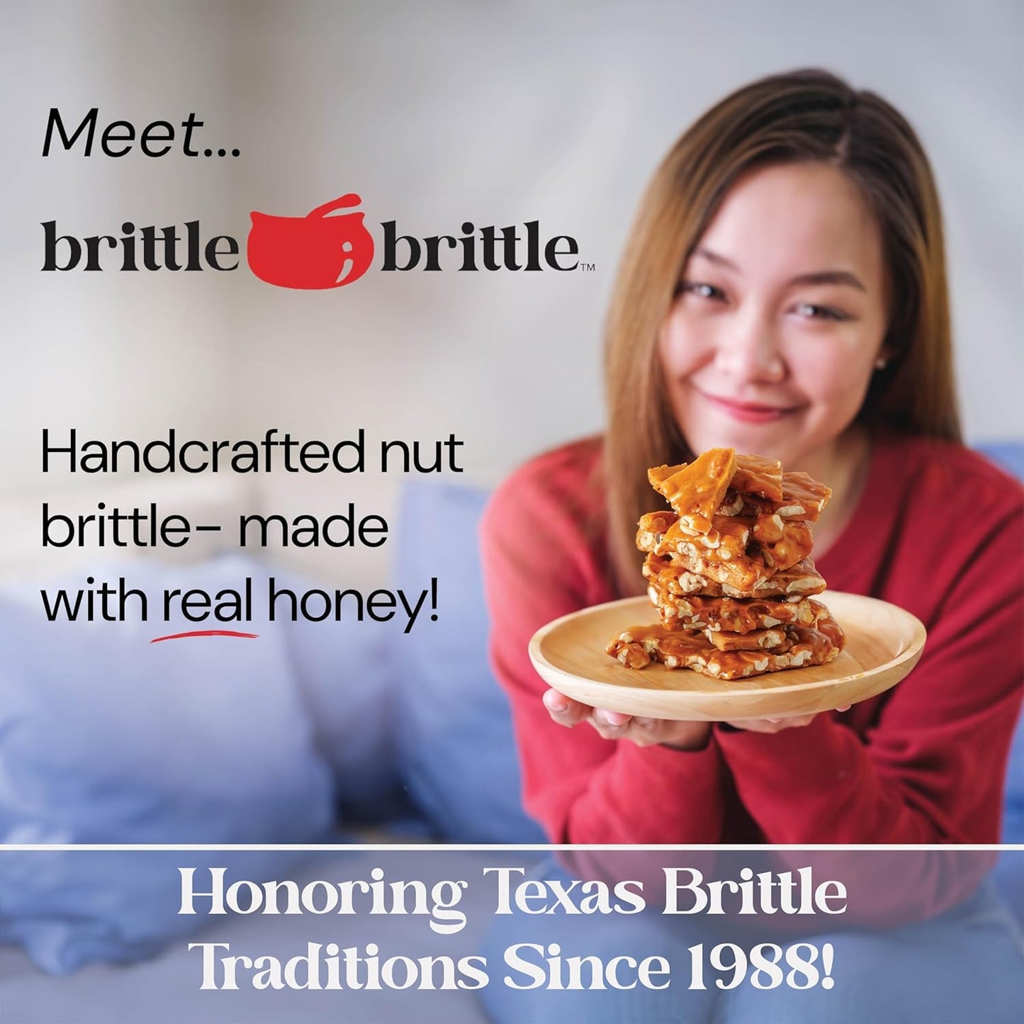 brittle-brittle Peanut Brittle Candy, Handmade Old Fashioned Peanut Brittle Made with Honey (0.75 Pound)