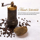 Tellicherry Black Peppercorns for Grinder Refill - Packed in the USA - Steam Sterilized Kosher Non-GMO All Natural Whole Black Pepper (1.12 Pound Jar)