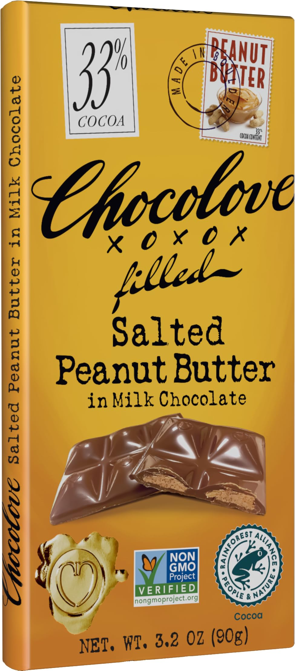 Chocolove, Salted Peanut Butter Milk Chocolate Bar, 3.17 Ounce