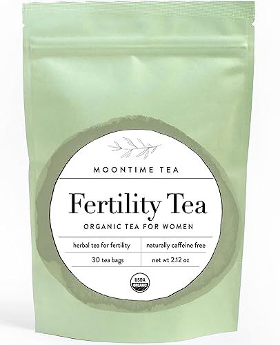 Moontime Tea Organic Fertility Tea for Women TTC | Red Raspberry Leaf, Nettle, Red Clover & Peppermint | Preconception Wellness | USDA Certified | 30
