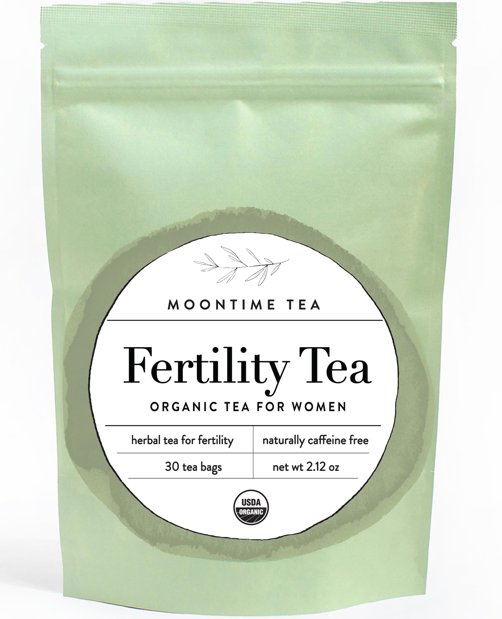 Moontime Tea Organic Fertility Tea for Women TTC | Red Raspberry Leaf, Nettle, Red Clover & Peppermint | Preconception Wellness | USDA Certified | 30