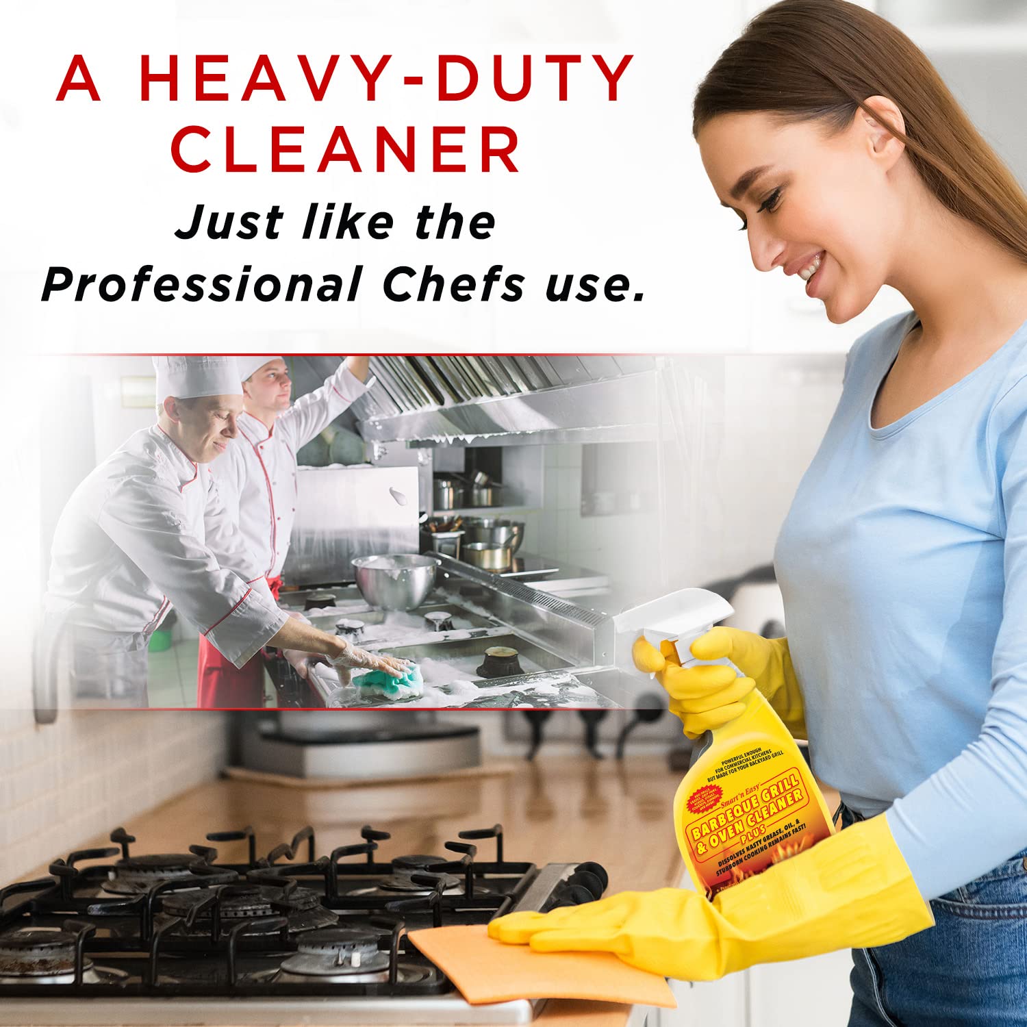 Smart 'n Easy Barbecue Grill & Oven Cleaner Plus - For BBQ Grills, Ovens, Stoves, Drip Pans, Cooktops, Burners, PLUS More! - Removes Oil, Grease