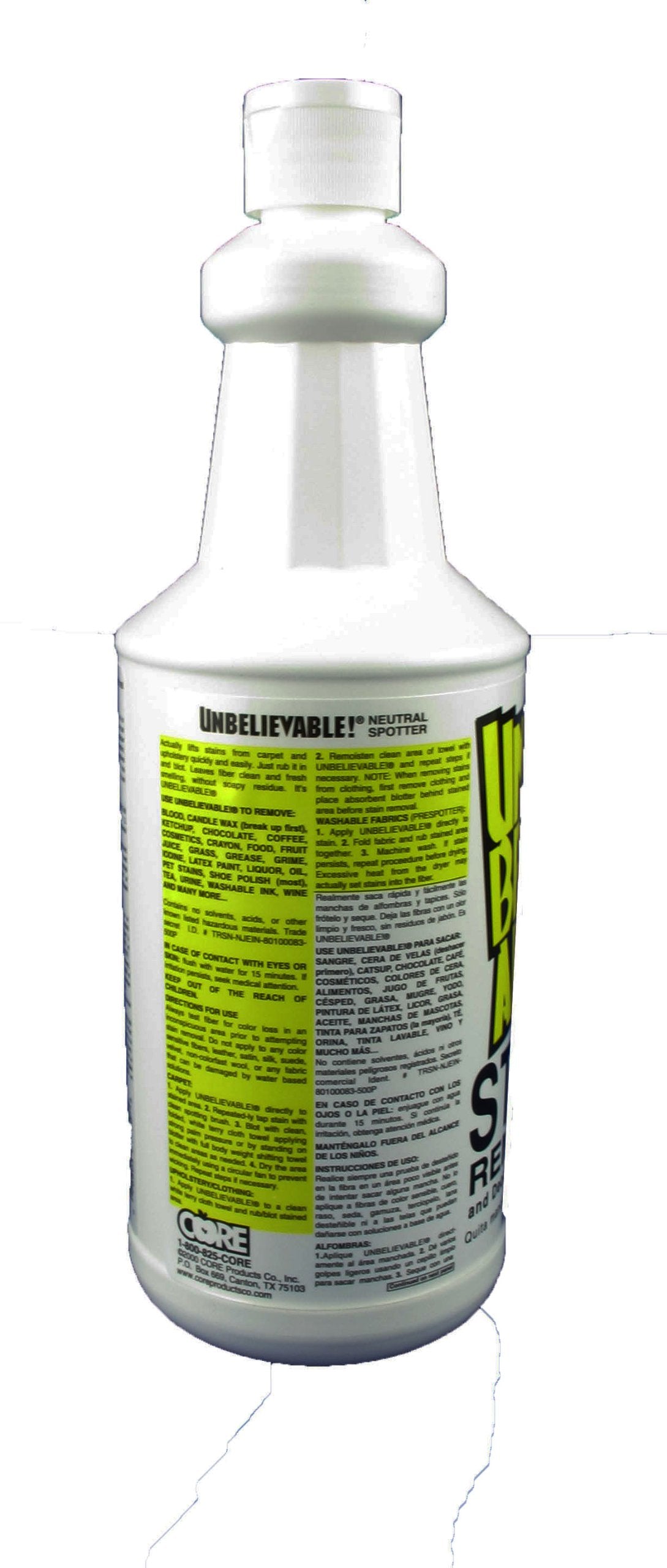 Core Products Unbelievable! Stain Remover, 32 oz Bottle, Case of 12