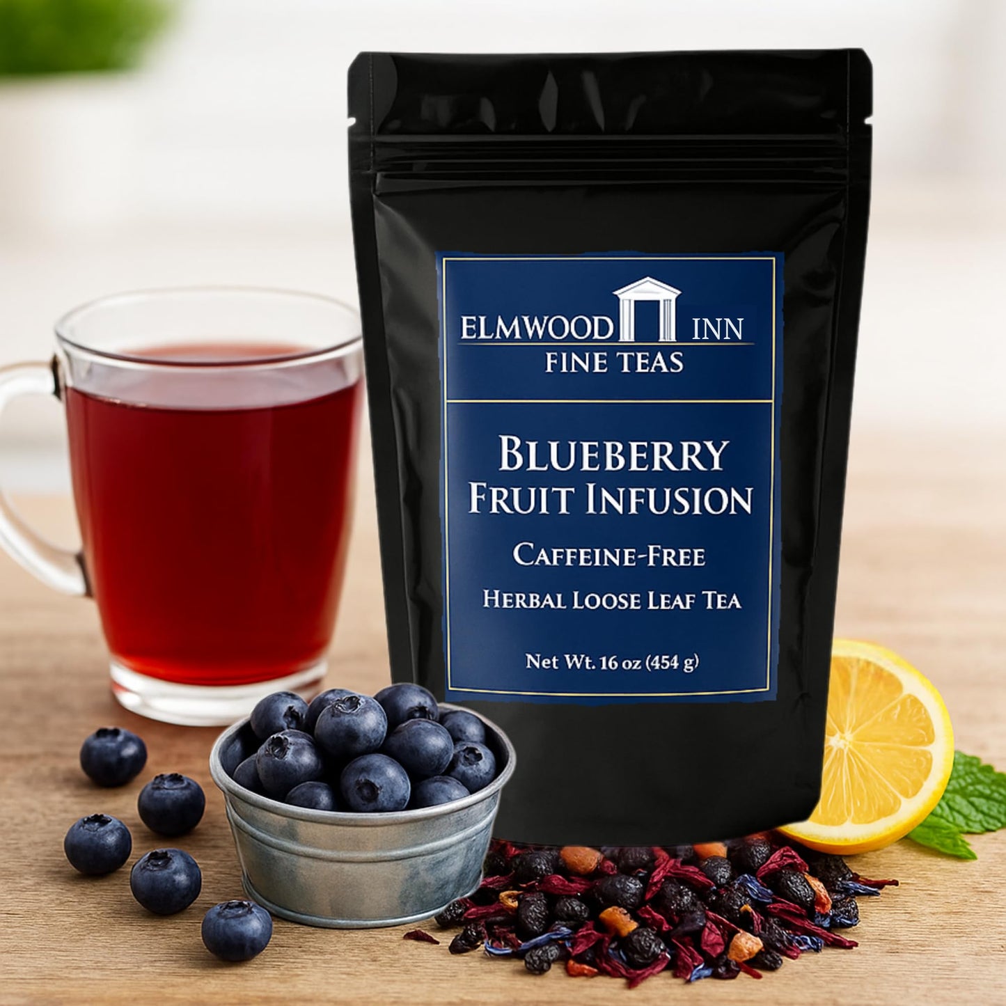 Elmwood Inn Fine Teas Blueberry Caffeine-free Fruit Infusion, 16-Ounce Pouches
