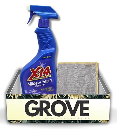 Malco X-14 Mildew Stain Remover Spray 1 qt Bundle with Microfiber Cloth - Fast-Acting Mold and Mildew Cleaner for Grout, Tile, Vinyl, Plastic, Boats