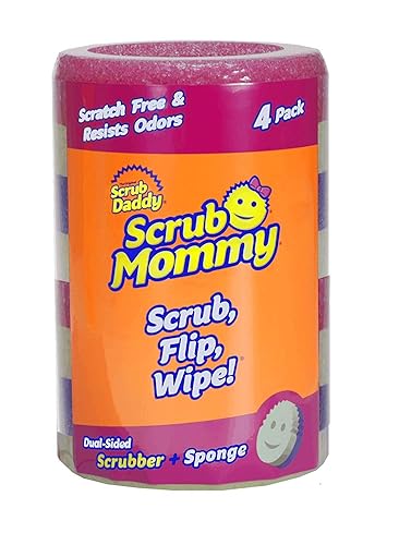 Scrub Daddy, Scrub Mommy - Dual Sided Sponge & Scrubber, Soft in Warm Water, Firm in Cold, FlexTexture, Deep Cleaning, Dishwasher Safe, Multipurpose