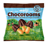 MEIJI Chocorooms Crispy Crackers - .75oz, Pack of 24 - Crunchy Pretzel Shell with Smooth Delicious Crème