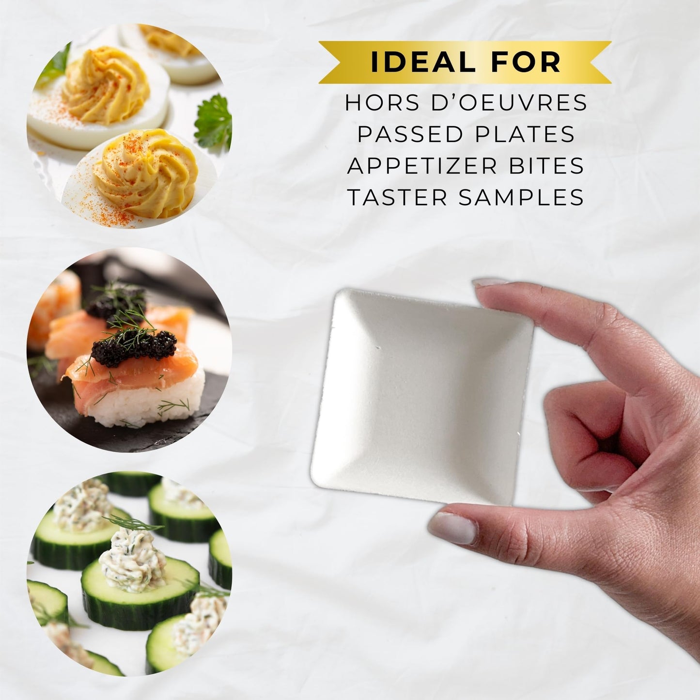 50ct 2.5" Tiny Sugarcane Square Eco-Friendly Disposable Plates Mini Square Plates for Desserts and Appetizers, Sustainable Party Wedding Catering
