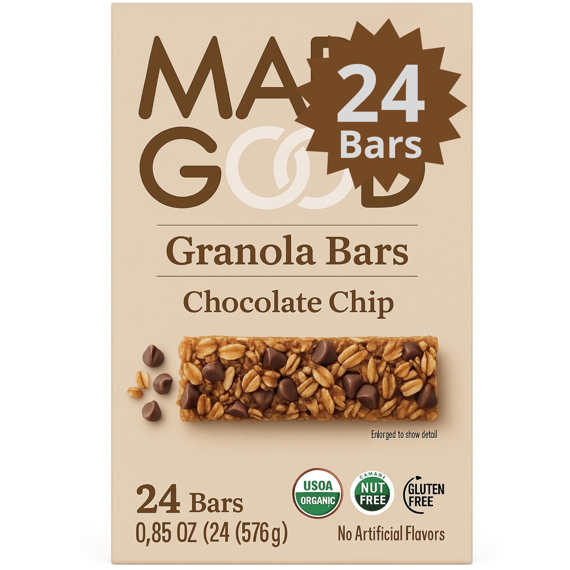 Chocolate Chip Granola Bars, 0.85 oz (20 Count) | Chocolate Drizzled | Gluten Free | Nut Free | Organic Snacks by R&C Store