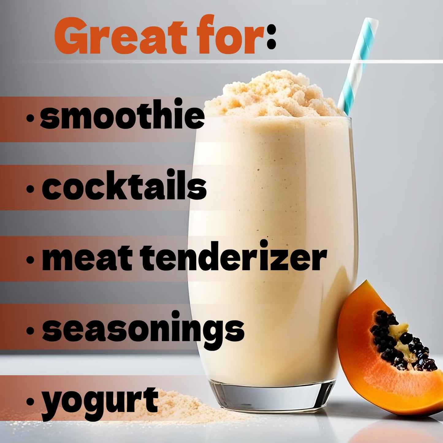 Papaya Pure Powder - All Natural Papaya Powder for Baking, Flavoring, Smoothies, Beverage, 8 oz