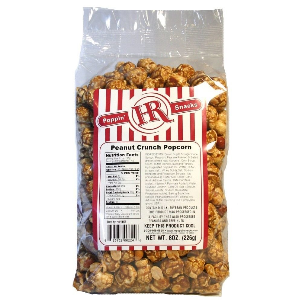 Caramel Peanut Popcorn | 3-Pack | 8 oz. | Buttery Coated with Peanut Topping | Gibbon, NE | HR Poppin' Snacks