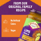 Patak’s Medium Lime Pickle - Authentic Indian Relish w/Lime Dices, Mustard Seeds & Aromatic Spices - Perfect for Sandwiches, Curries & Cold Meats