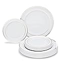 OCCASIONS 240 Plates Pack,(120 Guests) Heavyweight Premium Wedding Party Disposable Plastic Plates Set -120 x 10.5'' Dinner + 120 x 7.5''