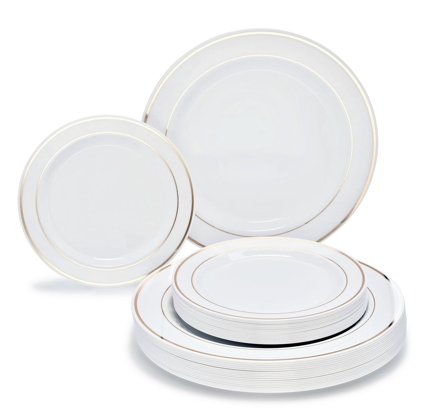 " OCCASIONS " 50 Plates Pack (25 Guests)-Heavyweight Wedding Party Disposable Plastic Plate Set -25 x 10.5'' Dinner + 25 x 7.5'' Salad/Dessert plates